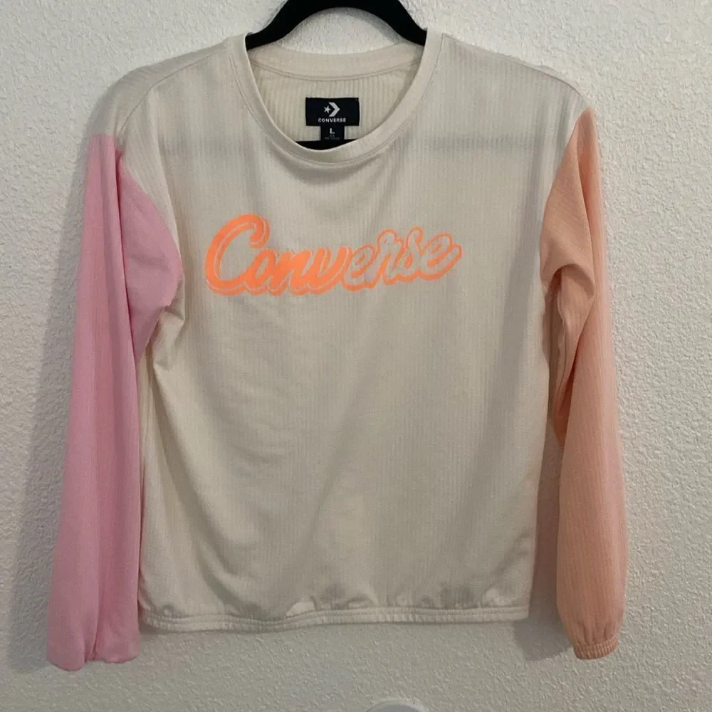 Converse- Girls long sleeve color block top- Size Large